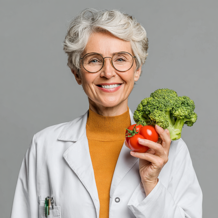 Nutricionista consultando con adulto mayor
